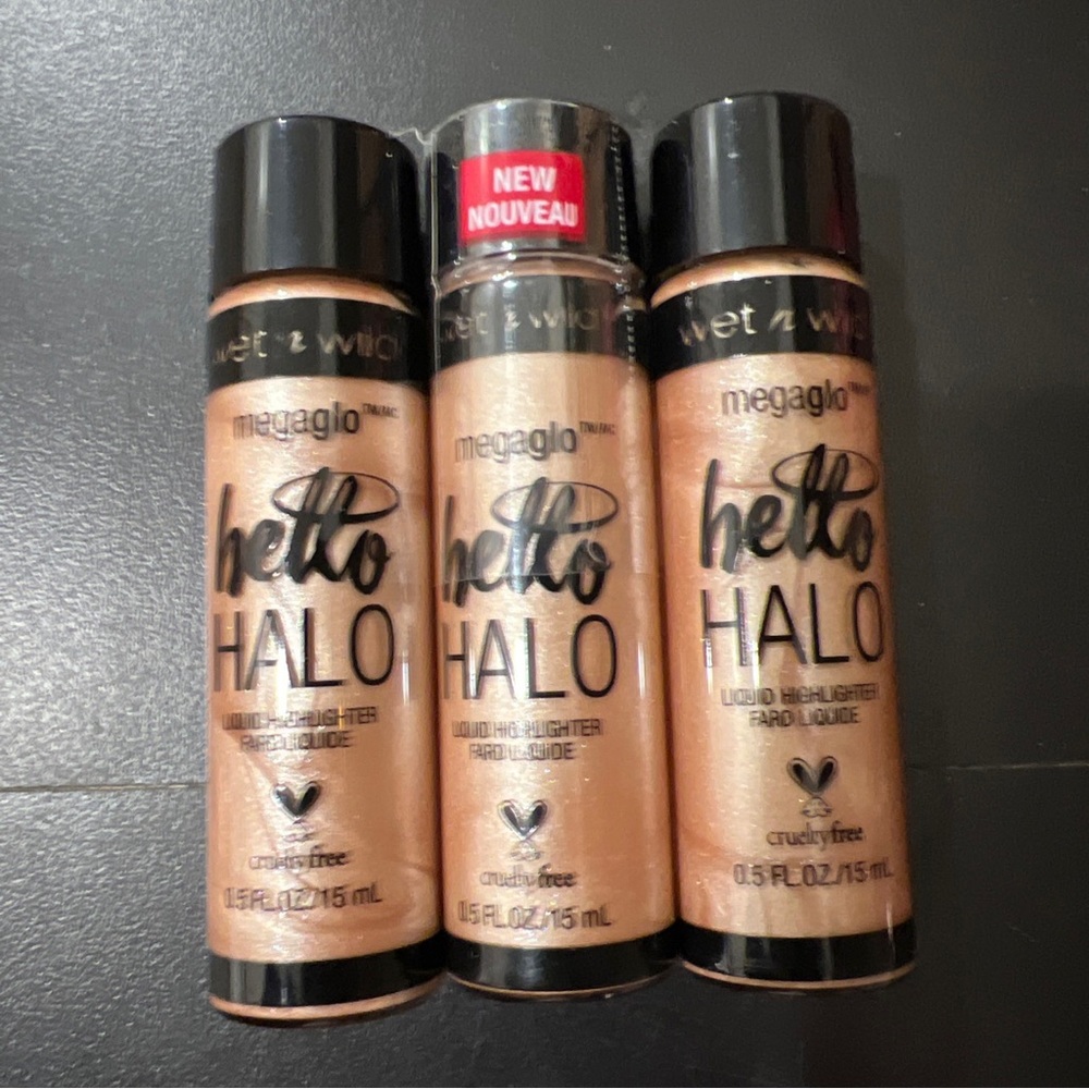 Lot 3 Wet n Wild Megaglo Hello Halo Liquid Highlighter 306B Guided Glow Unsealed